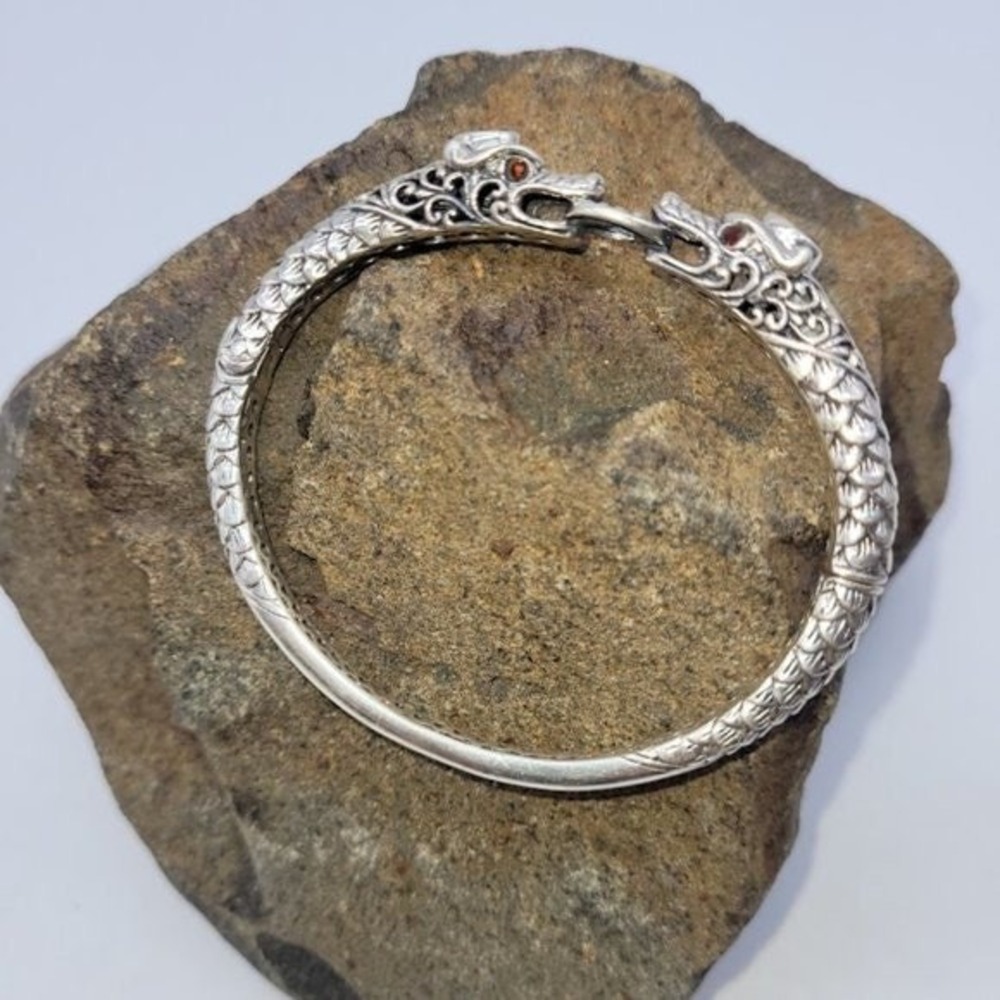 NEW Dragon Garnet Viking Bracelet Silver Fantasy Game Thrones Lord Rings Unique